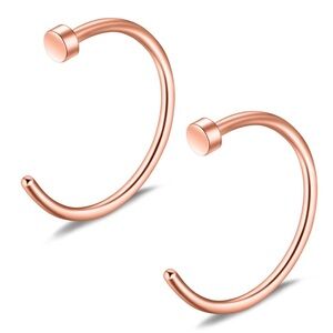 2pc Stainless Steel Rose Gold Nose Rings